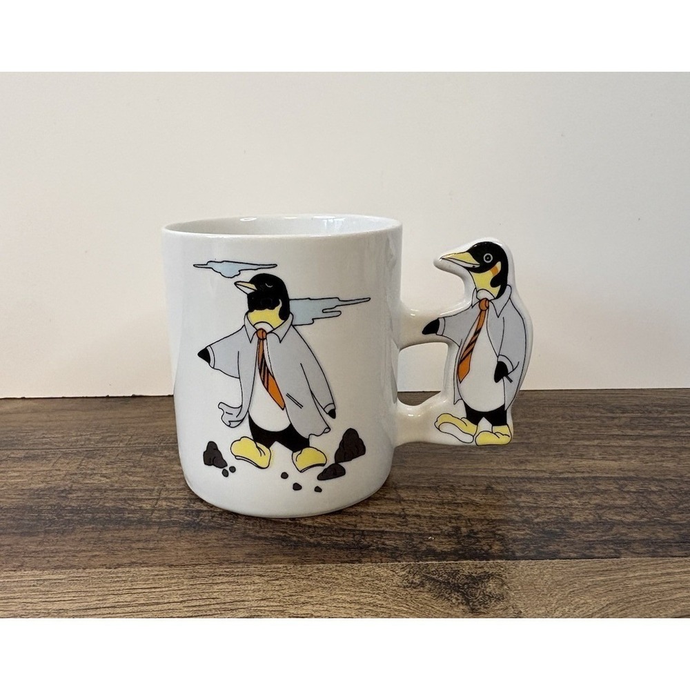 Sandra Rich Office Penguin Porcelain Mug Tie Worker Penguins Handle